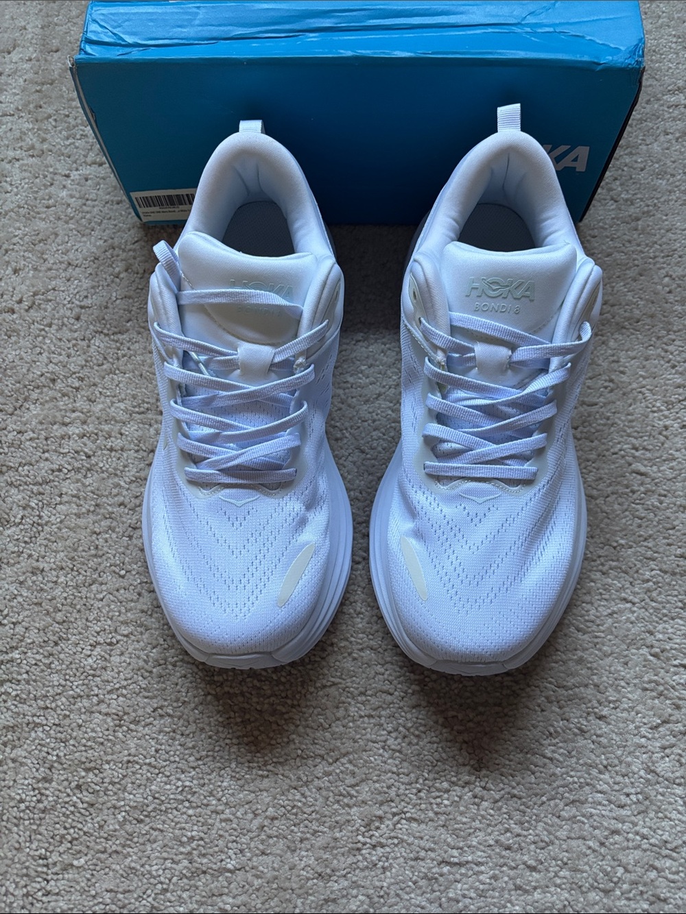 Hoka All-White Cushioned Running Sneakers 10.5D men’s Bondi - Picture 2 of 4